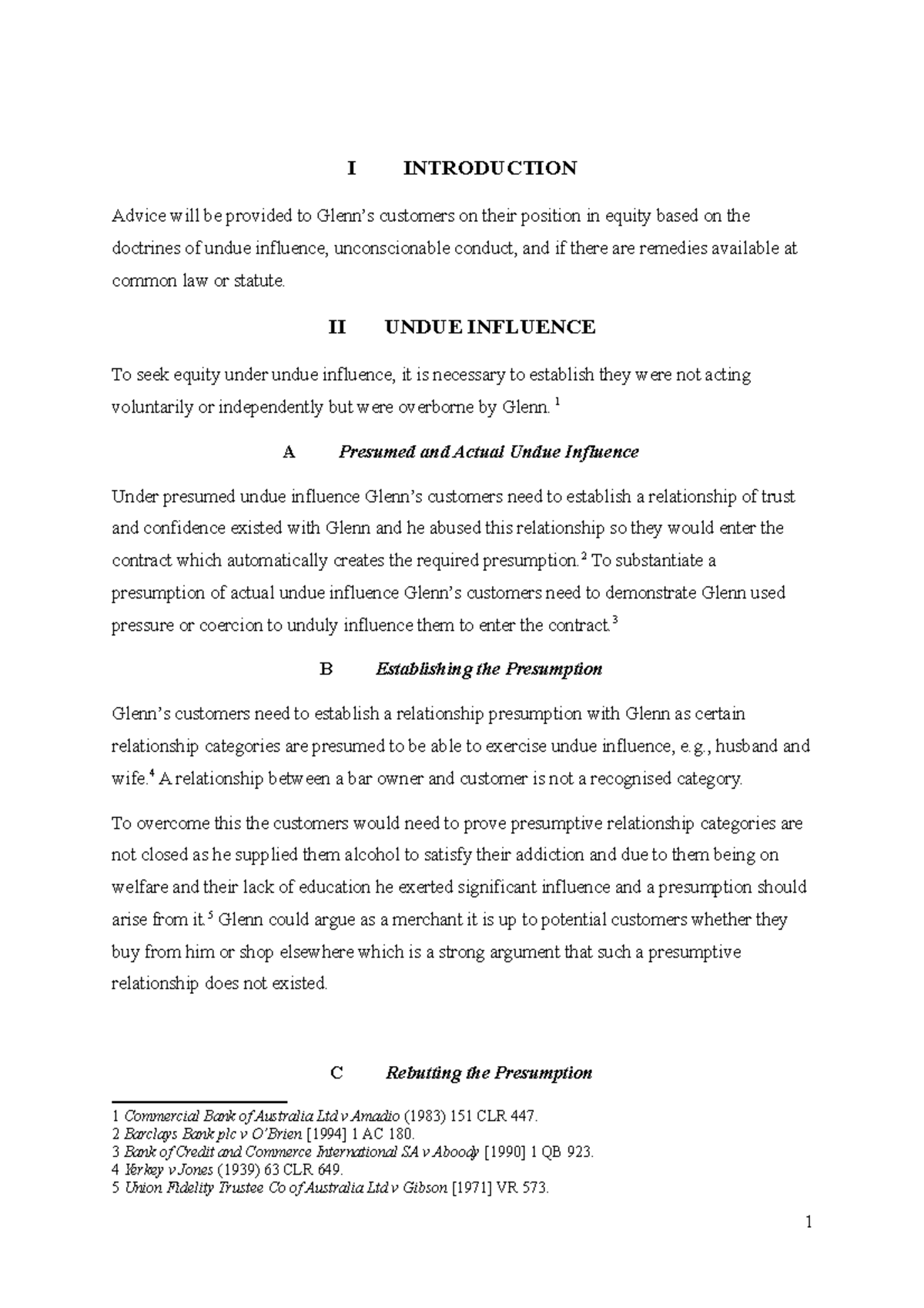 Stu Doc - Equity & Trusts Question on Undue Influence and ...