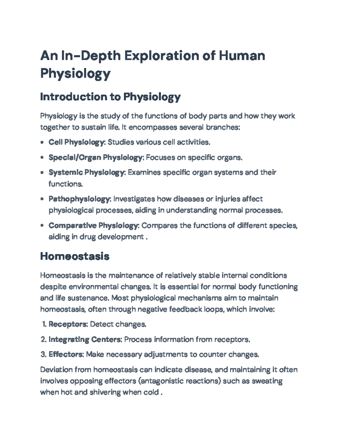 Human Physiology Overview: Functions, Systems, and Homeostasis - An In ...