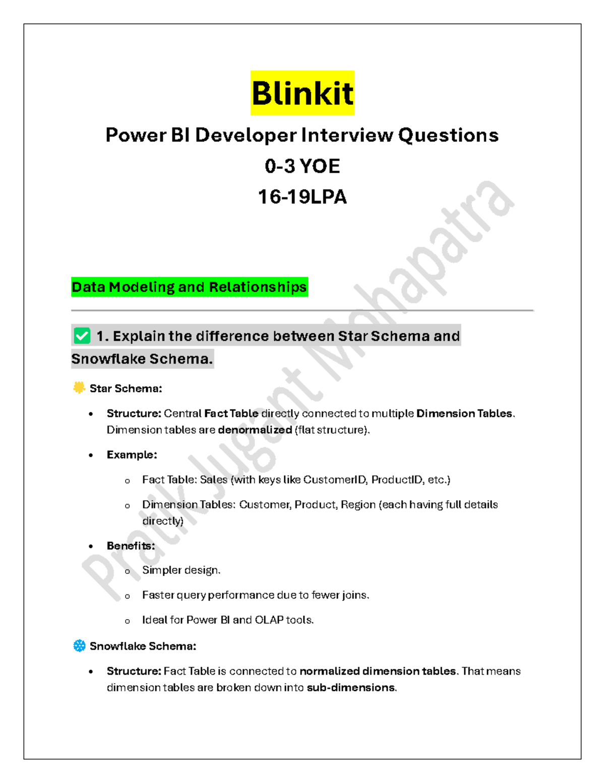 Blinkit Power BI Developer Interview Questions & Answers (1747105761 ...