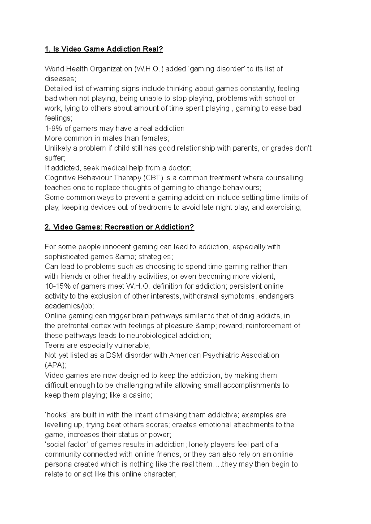 Video Game Notes: Understanding Addiction and Treatment Strategies ...
