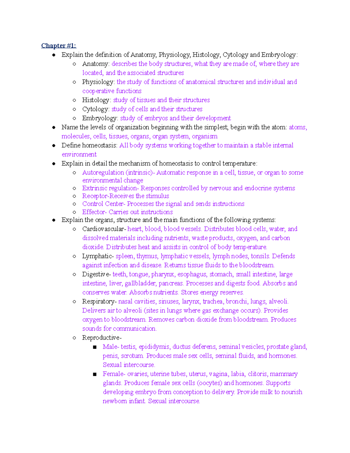 BSC 2085 Anatomy and Physiology Study Guide for Test 1 - Studocu