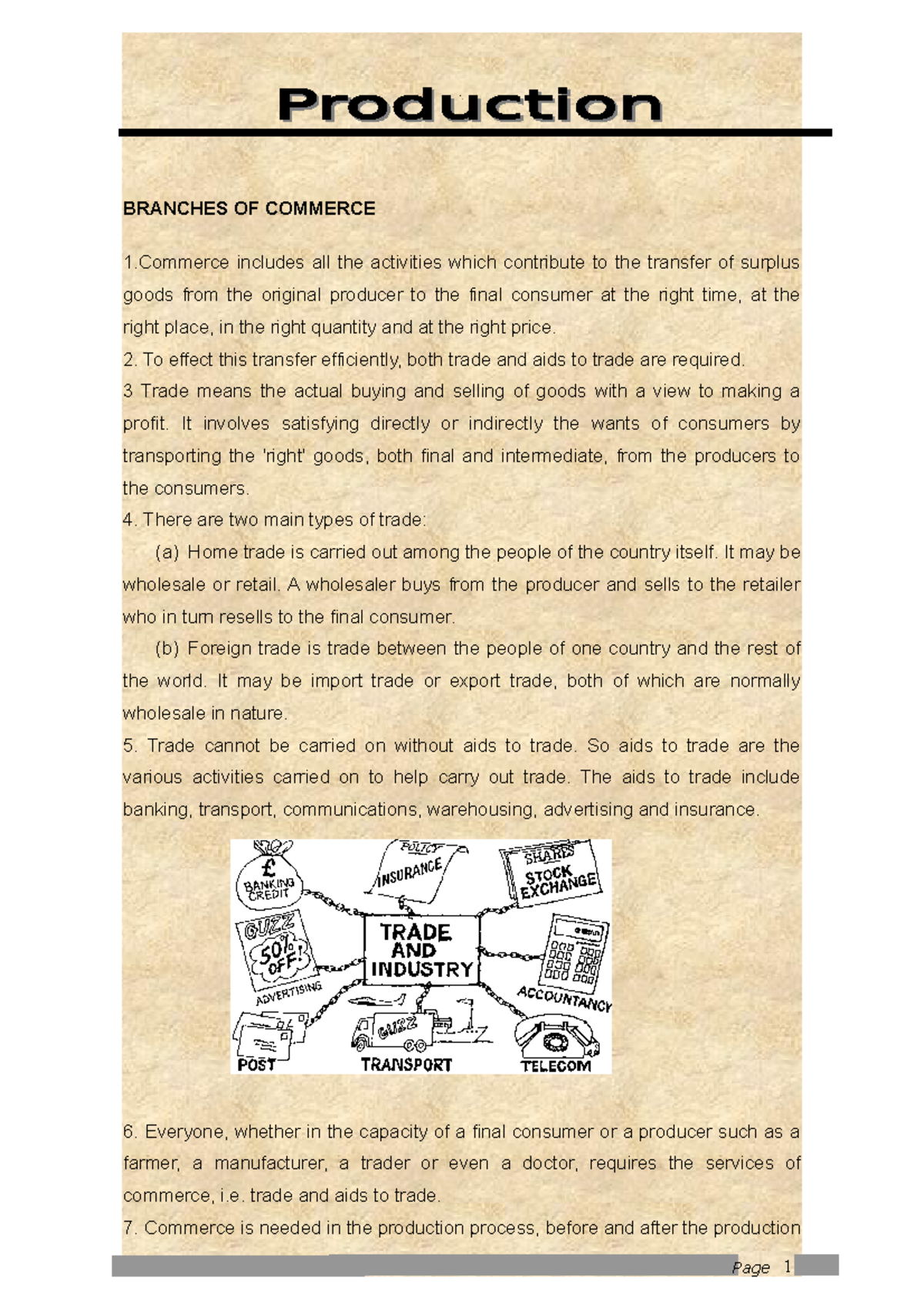 Commerce and Production: Key Concepts and Interdependencies - Studocu