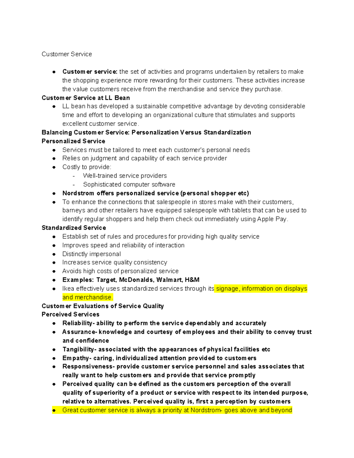 Chapter 17 Customer Service - Customer Service Customer service: the ...