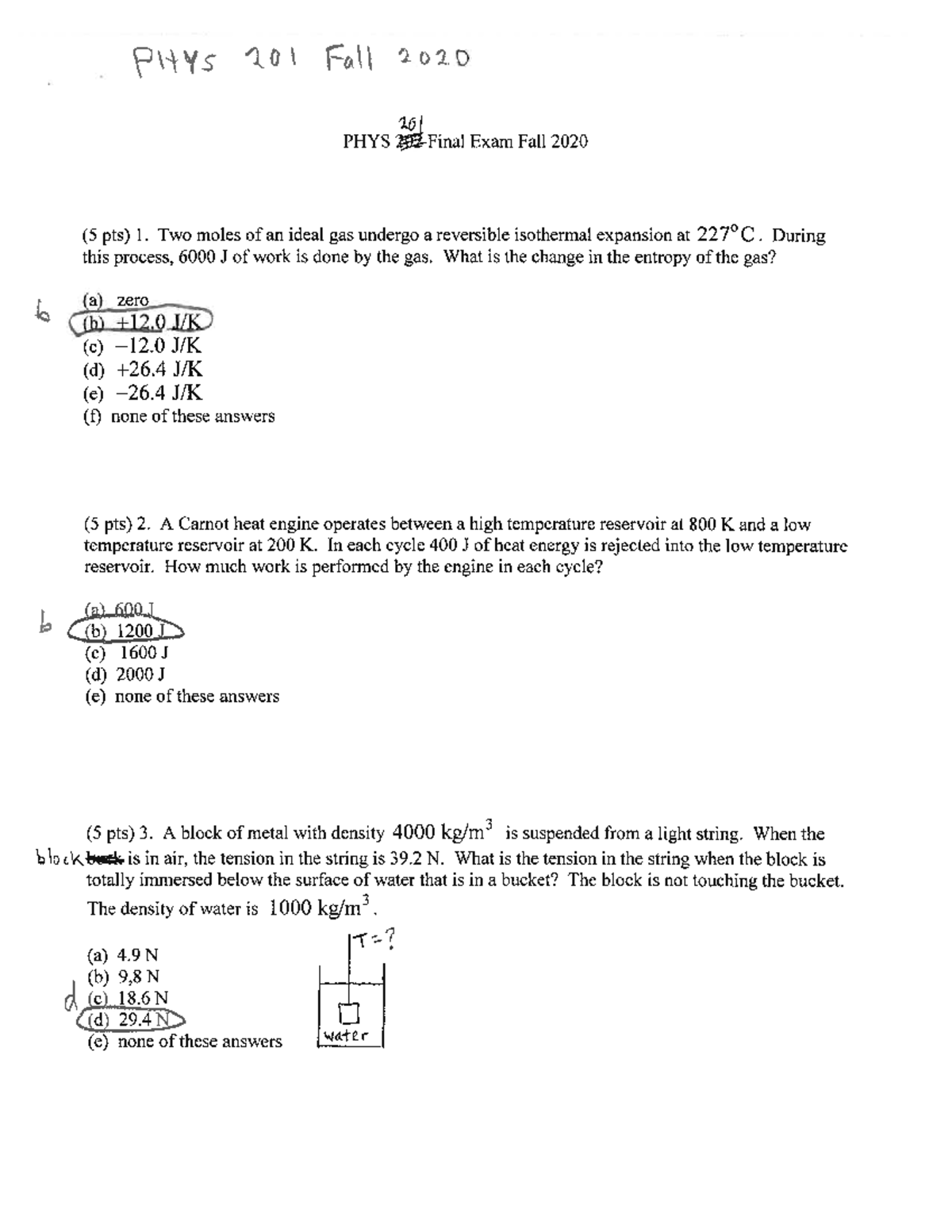 PHYS 282 Fall 2020 Final Exam Solutions and Key Concepts - Studocu