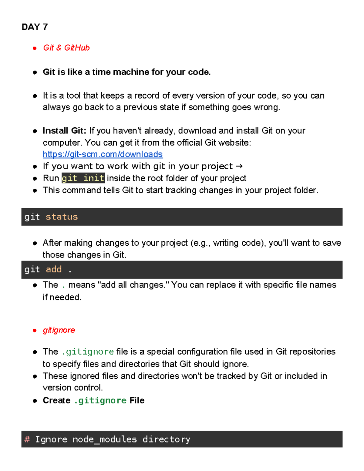 Node JS - DAY 07 - Git & GitHub Version Control Notes - Studocu