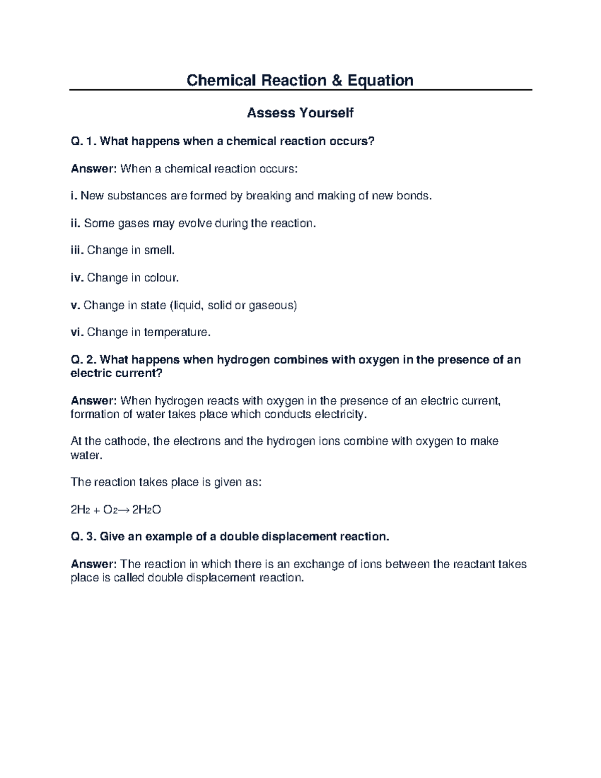 Chemistry Final Exam Review: Chemical Reactions & Equations - Studocu