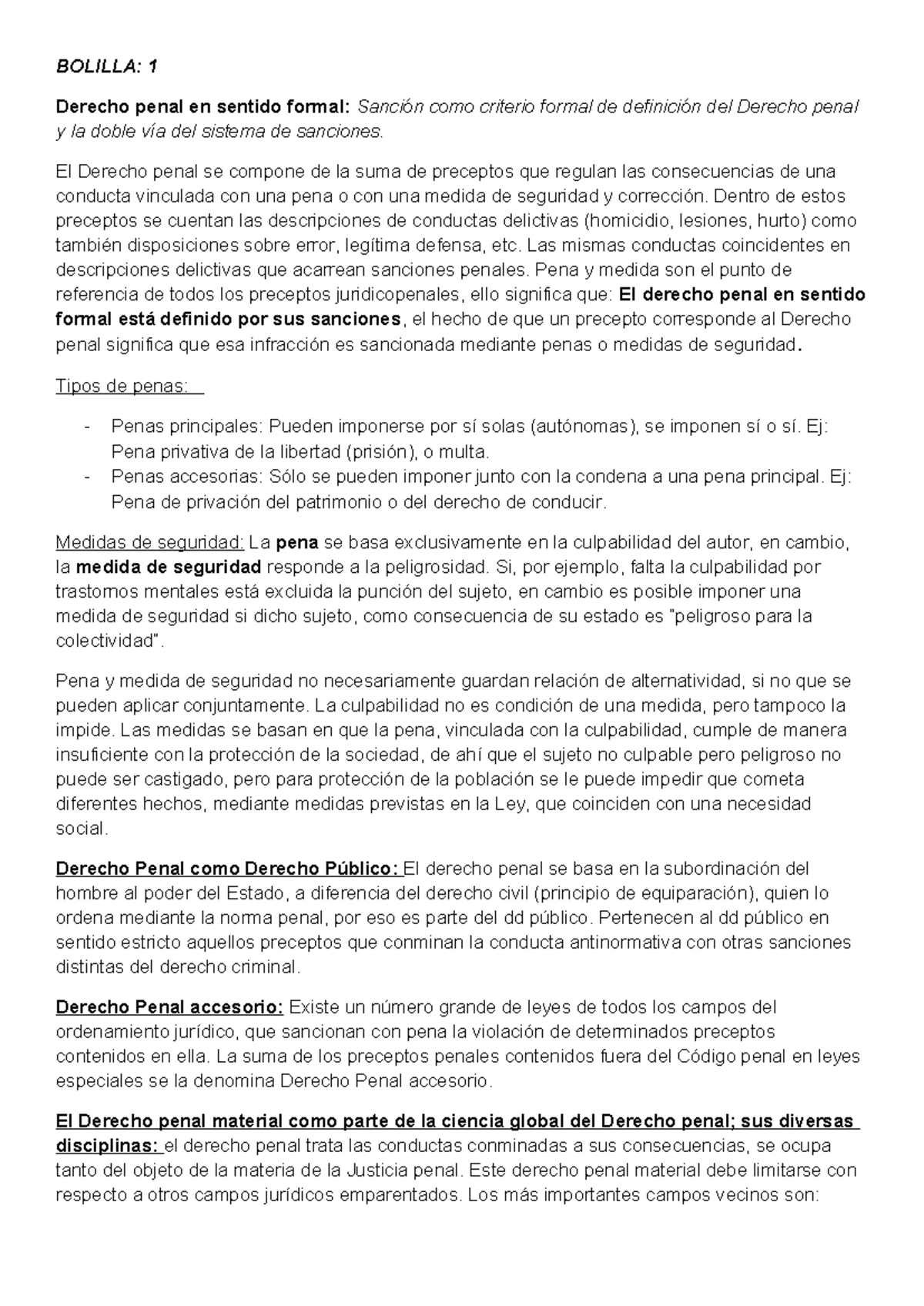Resumen de Derecho Penal I: Sanciones y Teorías del Delito - Studocu