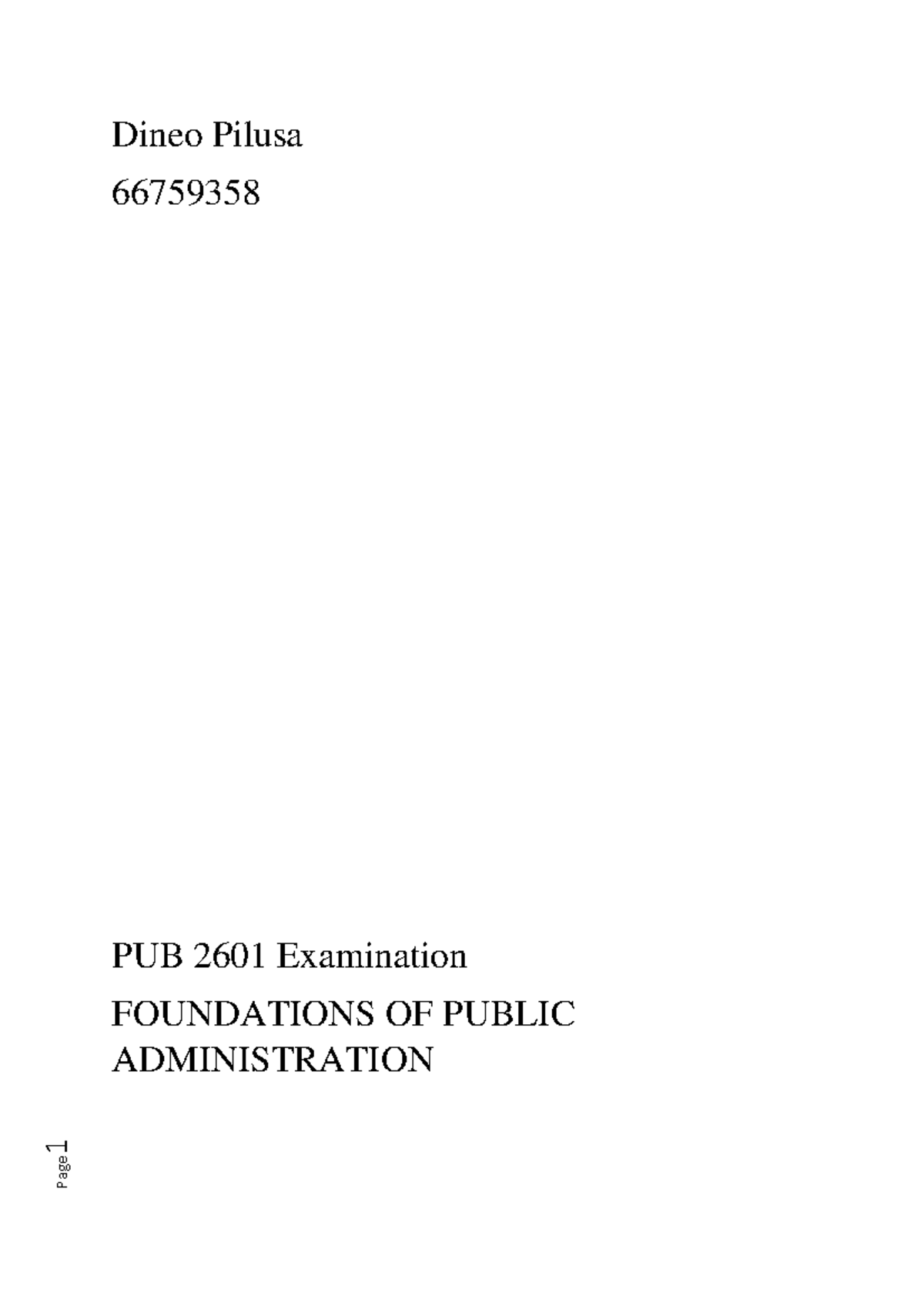 PUB 2601 - Foundations of Public Administration Exam Notes - Studocu