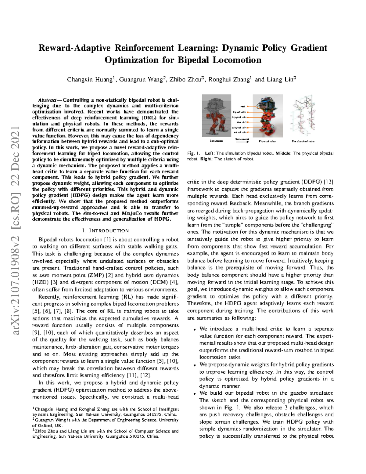 HDPG Optimization for Bipedal Locomotion: A Reinforcement Learning ...