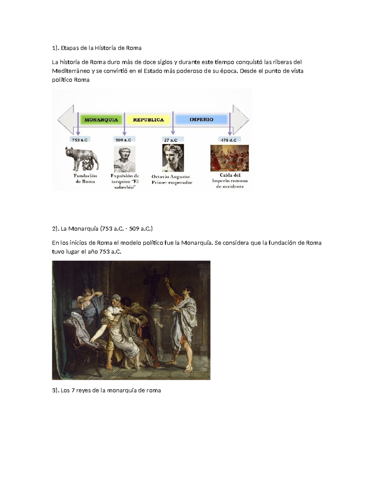 Etapas de la Historia de Roma - Derecho Romano - 1). Etapas de la ...