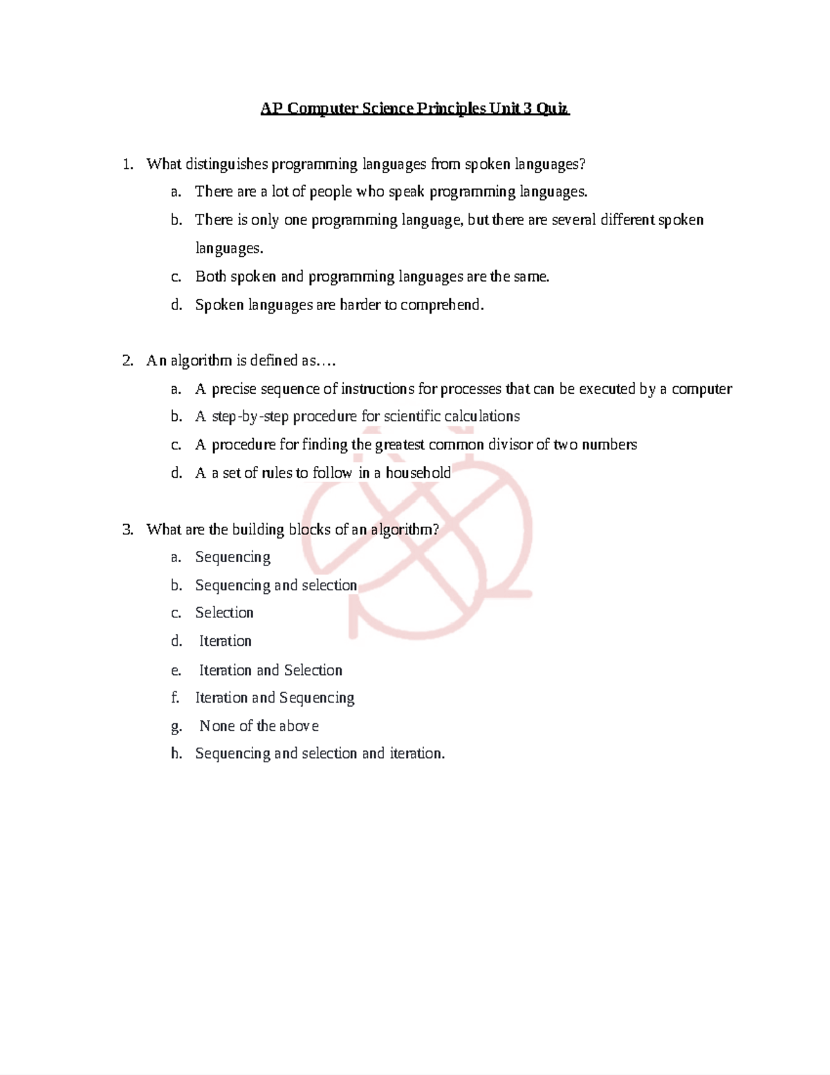 Apcsp UNIT #3 - Use this to help you! - AP Computer Science Principles ...
