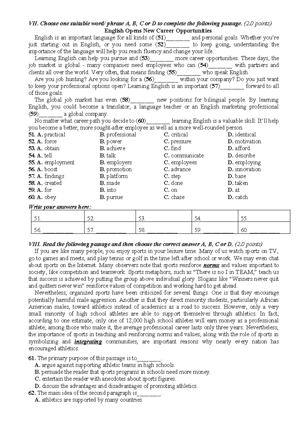 TT - English Language Proficiency Practice Test - Studocu