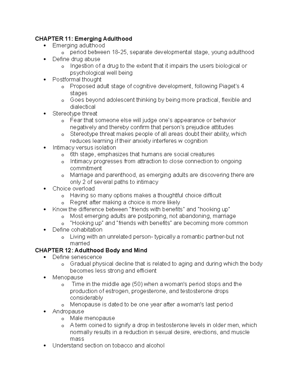 developmental psych - CHAPTER 11: Emerging Adulthood Emerging adulthood ...