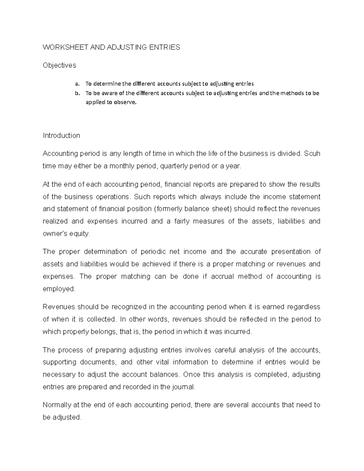 Accounting (ACCT202) Worksheet and Adjusting Entries Guide - Studocu