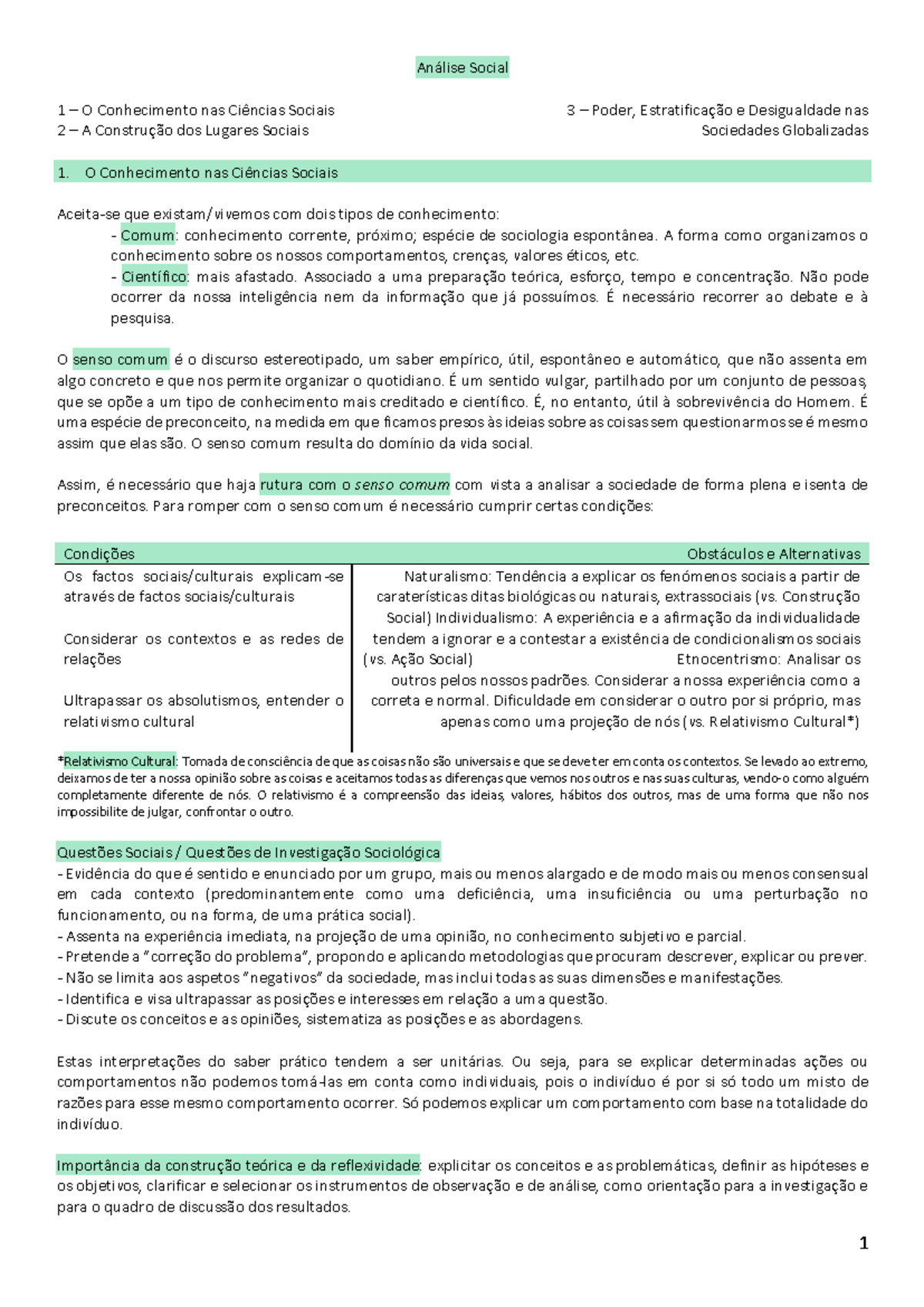 Resumo Completo de Análise Social - AS 2023 - Studocu