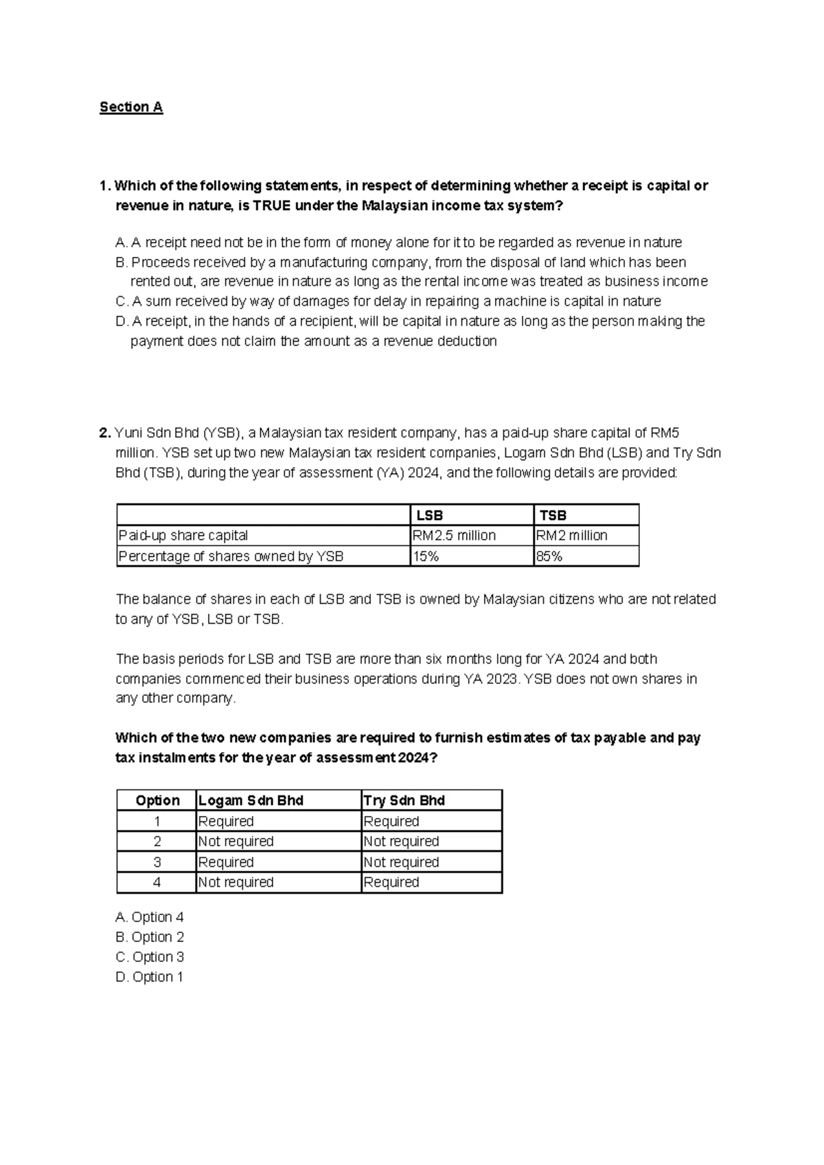 ACCA DEC 2020 TX - Past Year Exam Questions and Solutions - Studocu