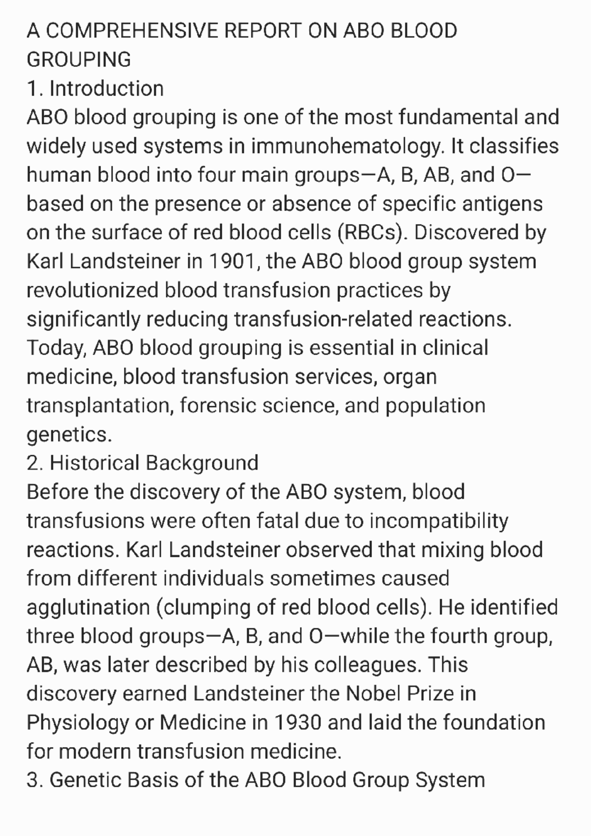Immunology Report on ABO Blood Grouping - Biochemistry - Studocu