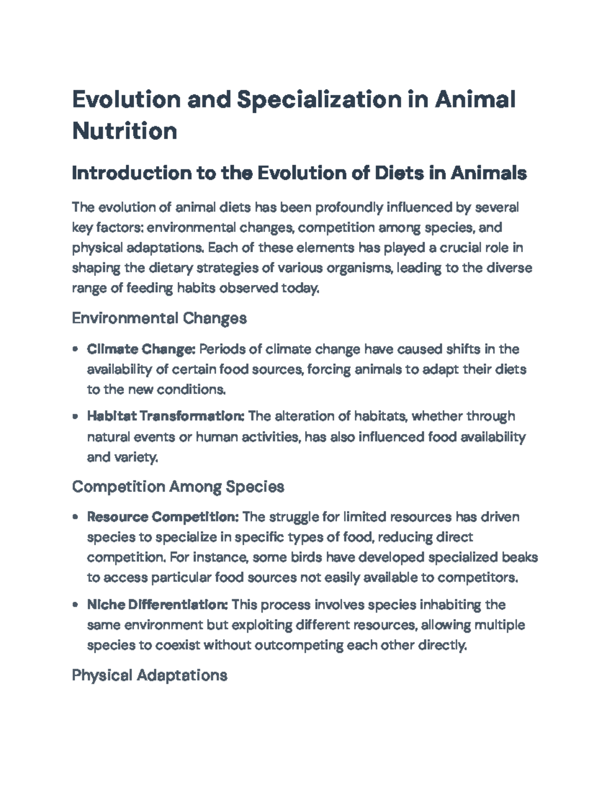 Evolution and Specialization in Animal Nutrition: Key Factors Unveiled ...