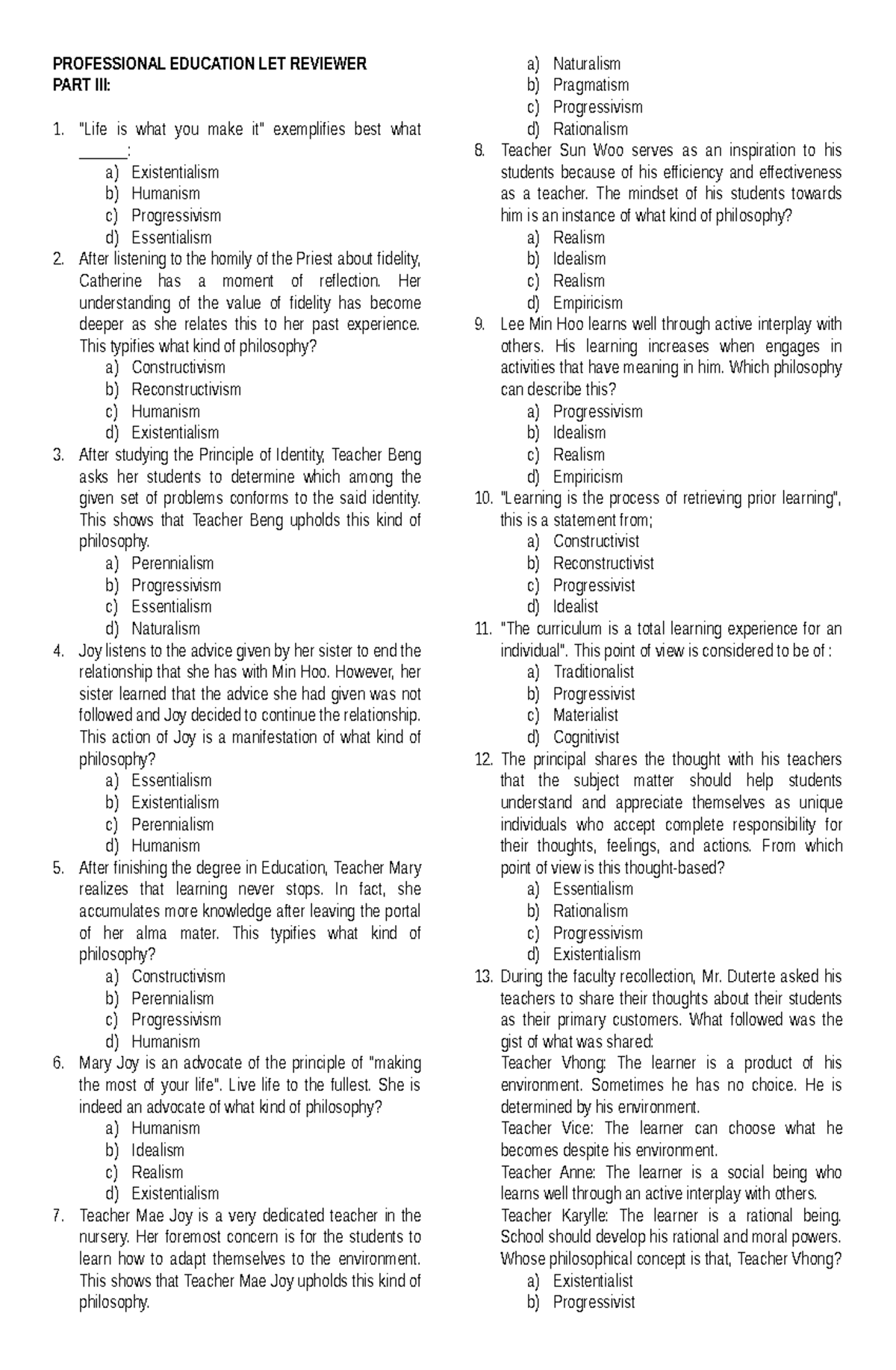 Professional Education LET Reviewer 3 - PROFESSIONAL EDUCATION LET ...
