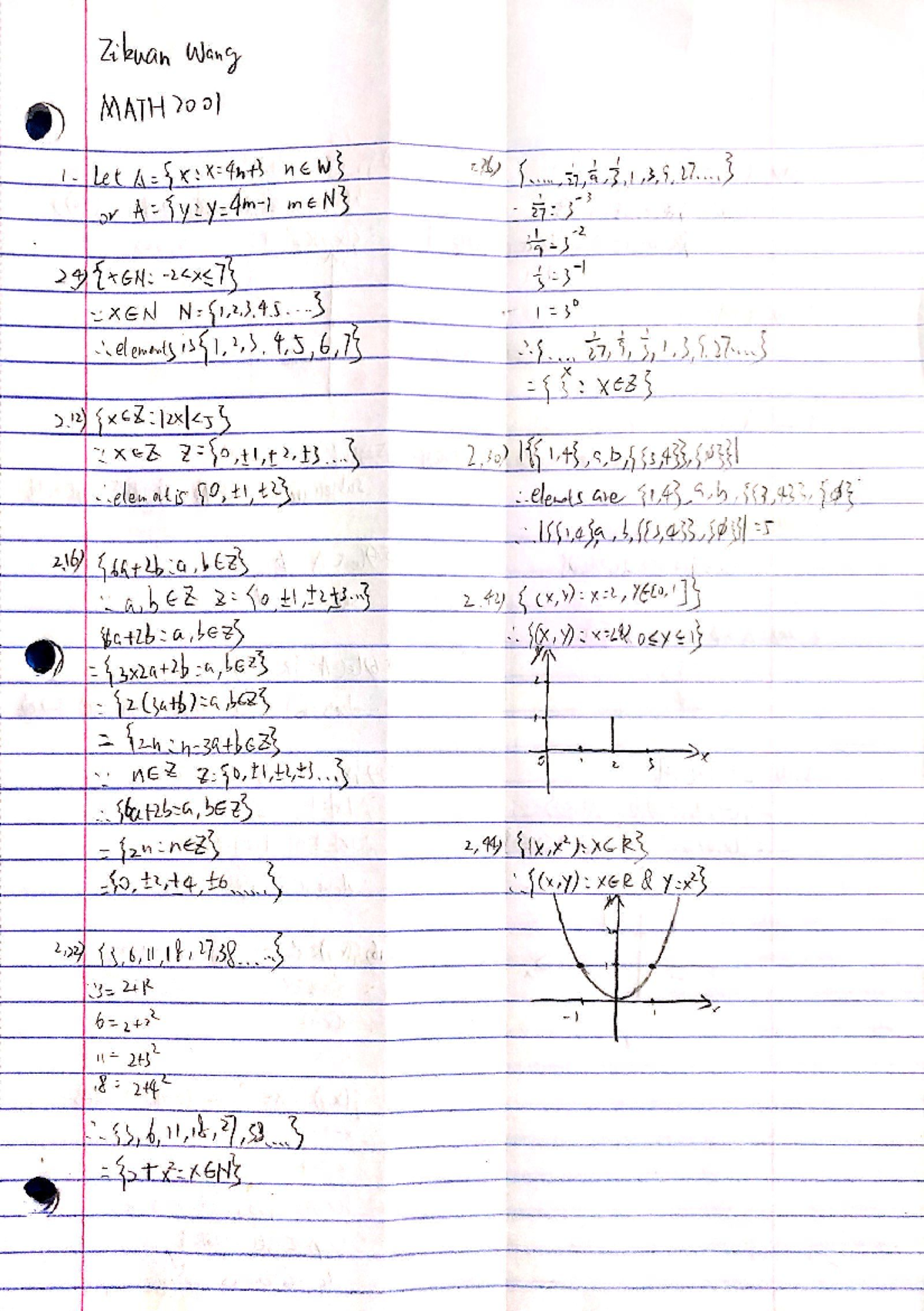 BHW1 - homework - Zikwan Wang MATH 2001 1. new} or A= Tyzy-4m-1 mEN ...