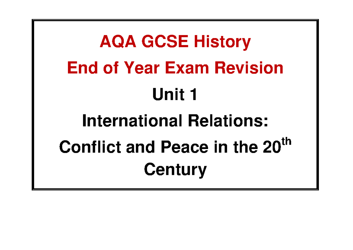 COLD WAR Revision Notes – AQA GCSE History Year 9 0 - Document Preview