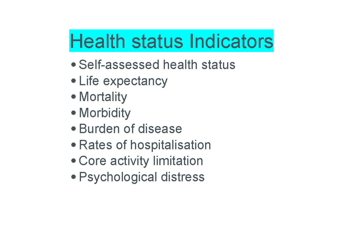Health Status Indicators: Life Expectancy, Morbidity & Trends Analysis ...