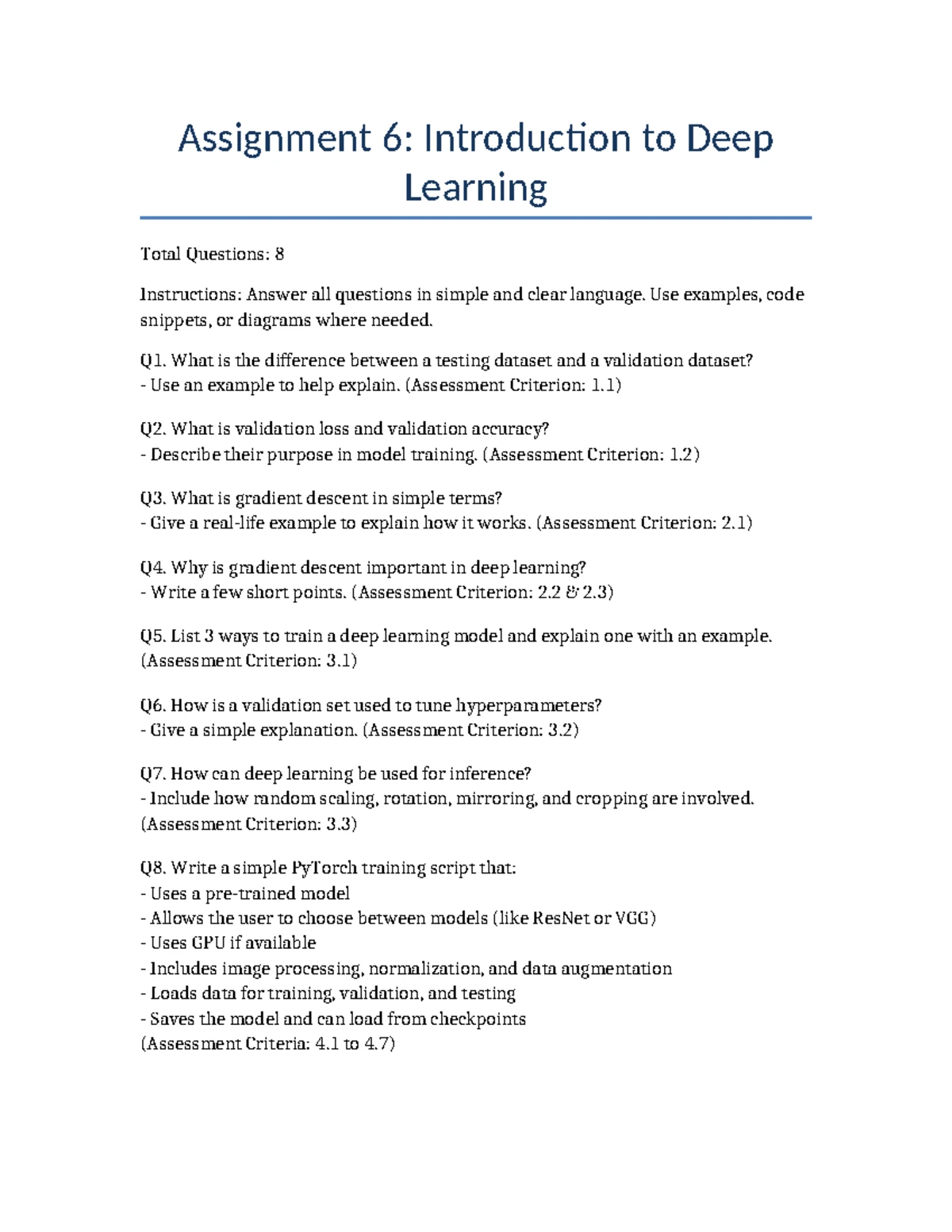 Linear Algebra in Deep Learning: Assignment 4 Overview and Concepts ...
