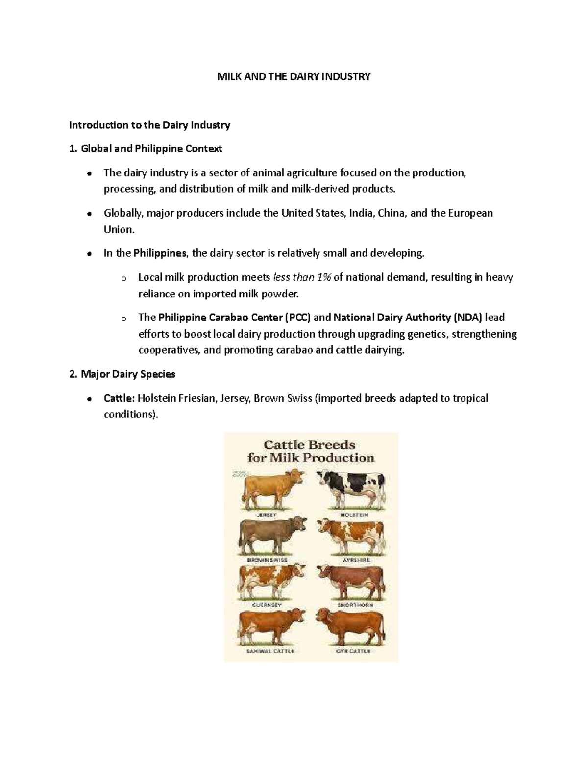 MILK AND THE DAIRY INDUSTRY: An Overview of Production and Processing ...