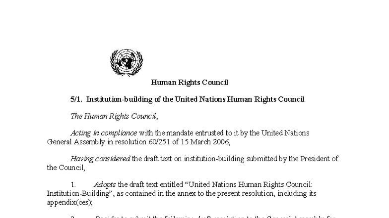 UN Human Rights Council Resolution: Universal Periodic Review Mechanism ...