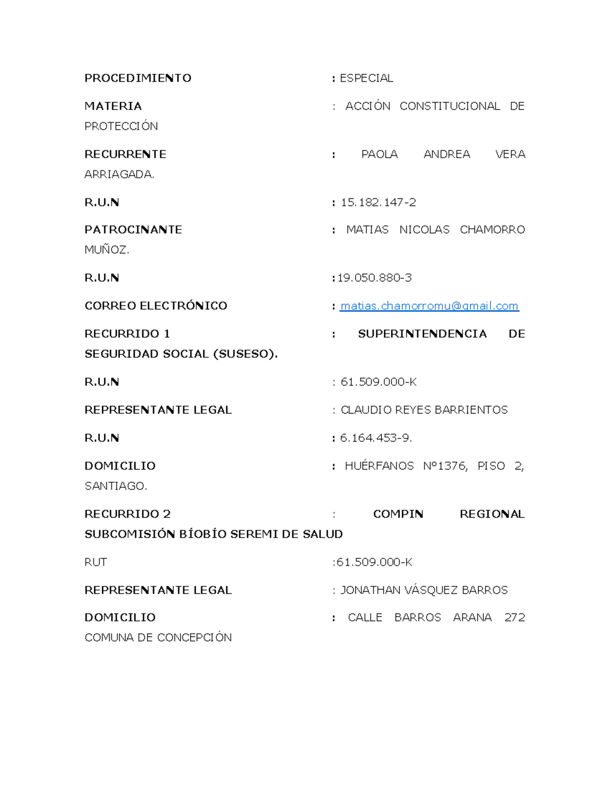 Recurso de Protección por Rechazo de Licencias Médicas - PAOLA ANDREA VERA - Document Preview