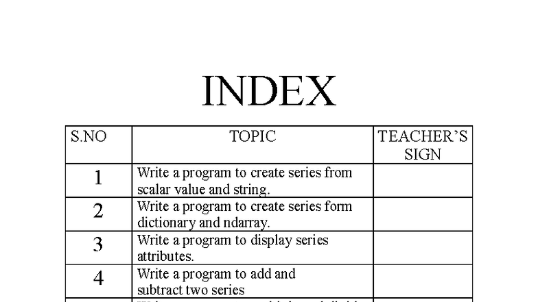 Practical Exercises for IP - Series & DataFrame Operations - Studocu