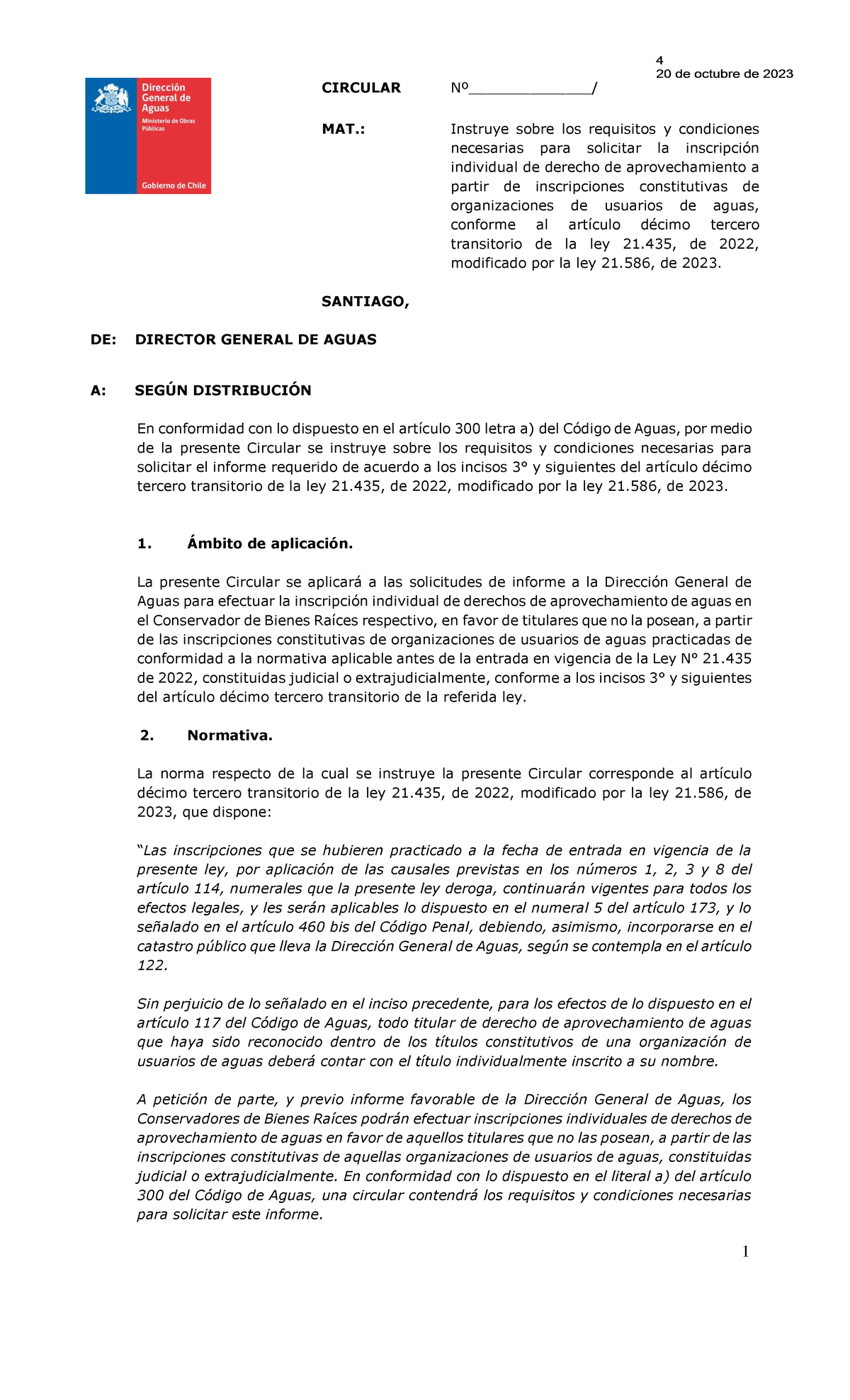 Circular 4 2023 Solicitud de inscripción individual art 13° Transitorio ...