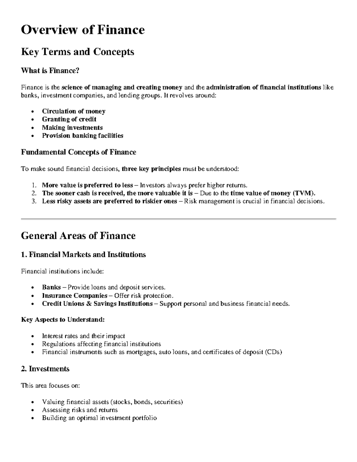 Lesson 1 - Business finance overview - Overview of Finance Key Terms ...