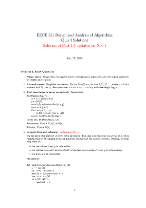 EECE 331 Design and Analysis of Algorithms: Problem Set 1 (Due Sep 11 ...