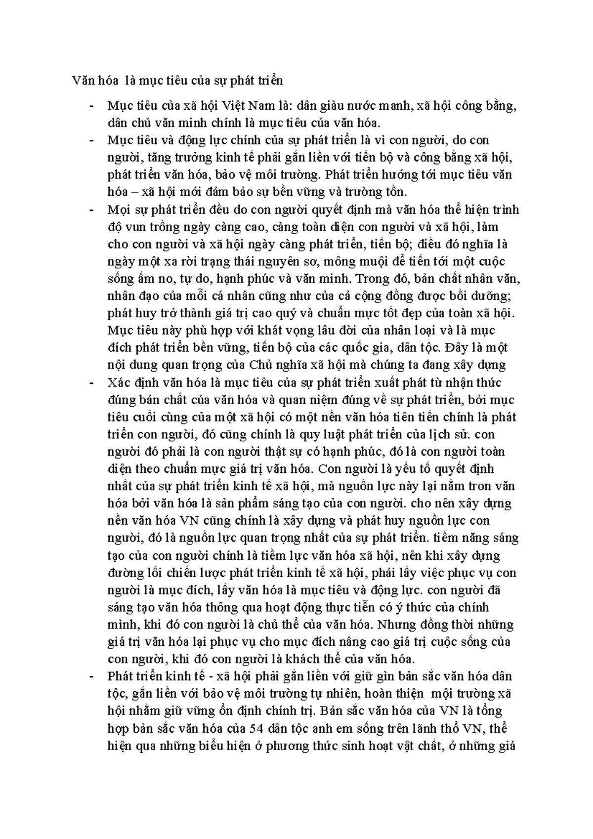 Văn hóa là Mục tiêu Trong Phát triển Kinh tế - Xã hội Việt Nam - Document Preview