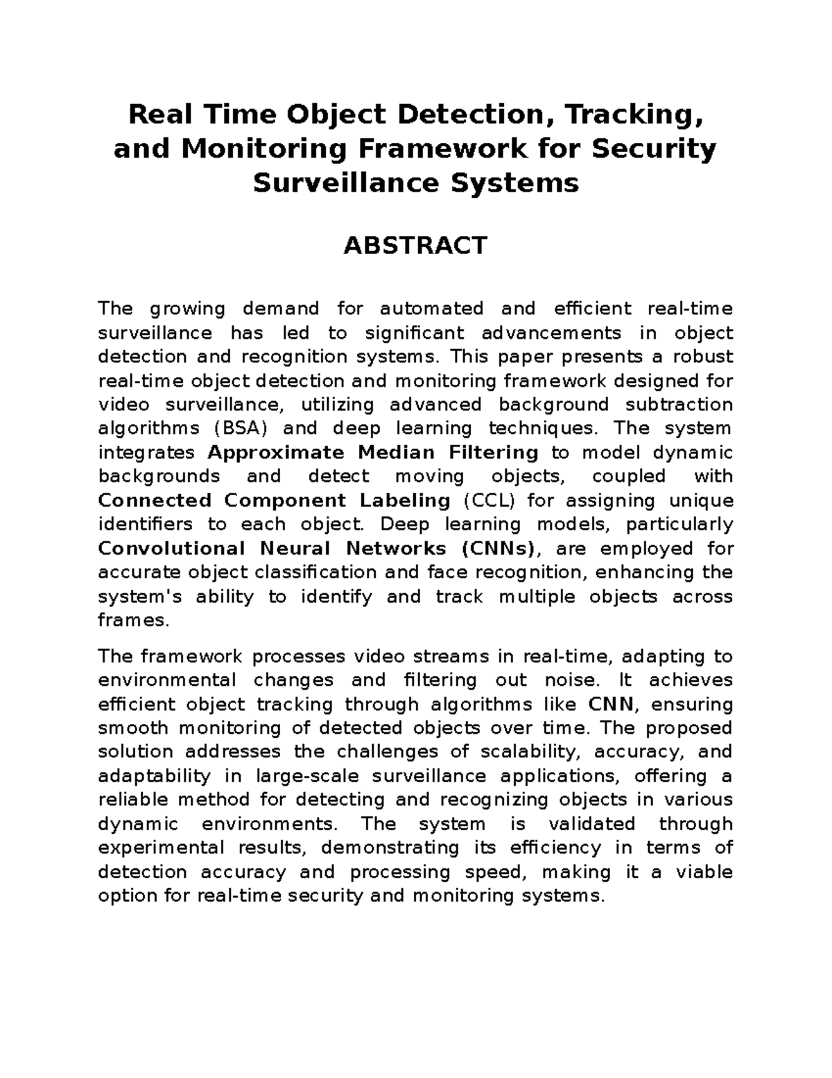 Real-Time Object Detection & Tracking Framework for Security Systems ...