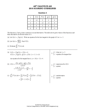 AP Calculus AB Q4 - Practice Free Response Solutions and Commentary ...