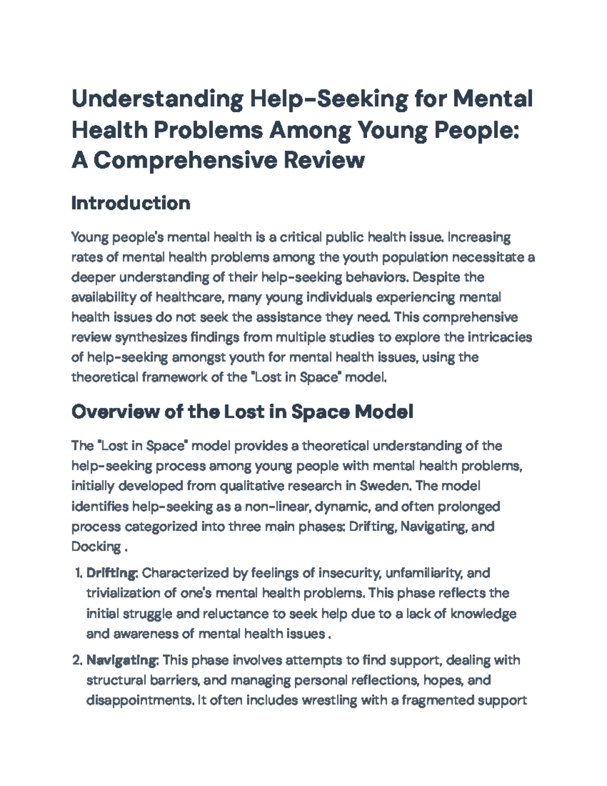 Understanding Youth Help-Seeking for Mental Health Issues: Review - Studocu