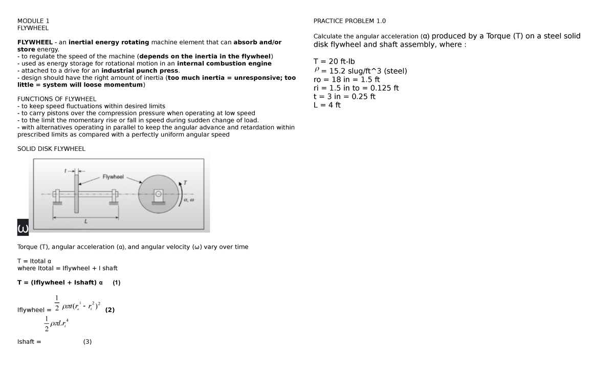 MD2 - Flywheel Concepts and Practice Problems Summary - Studocu
