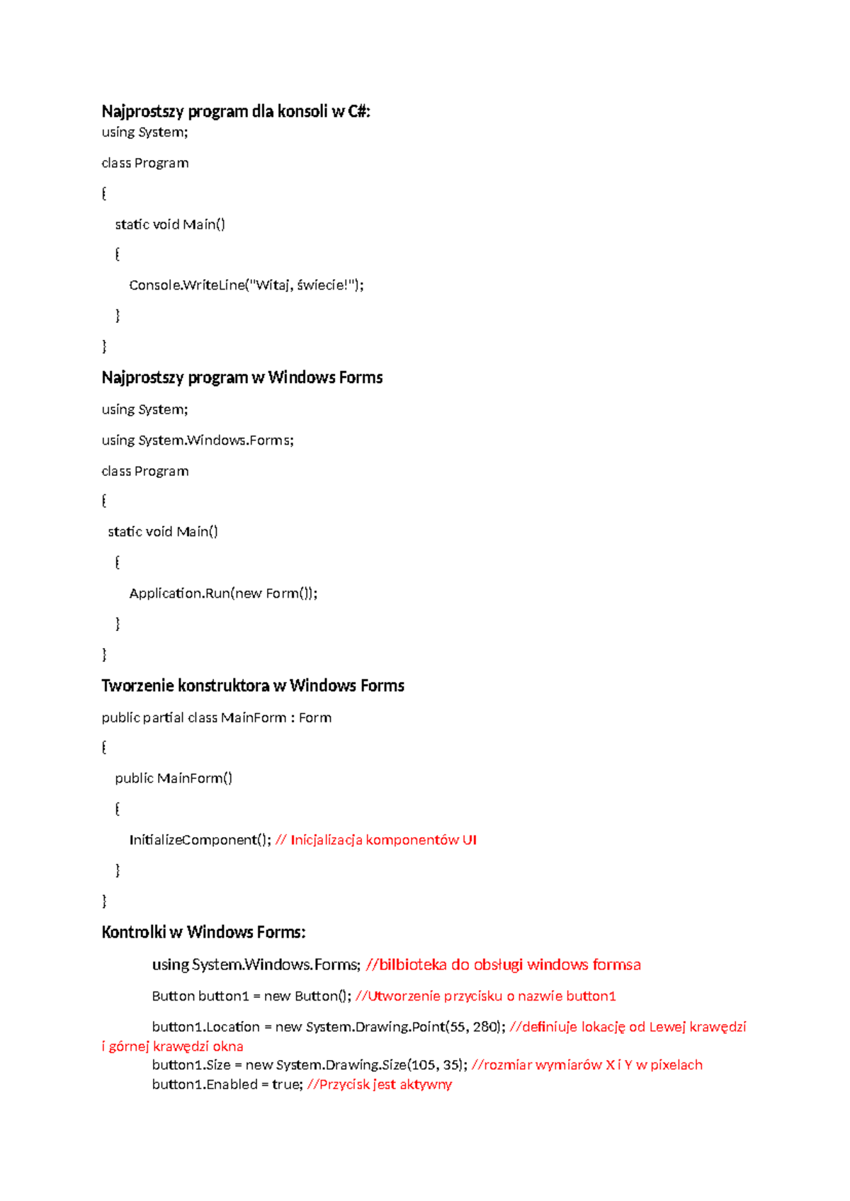 Programowanie - qwe - Najprostszy program dla konsoli w C#: using ...