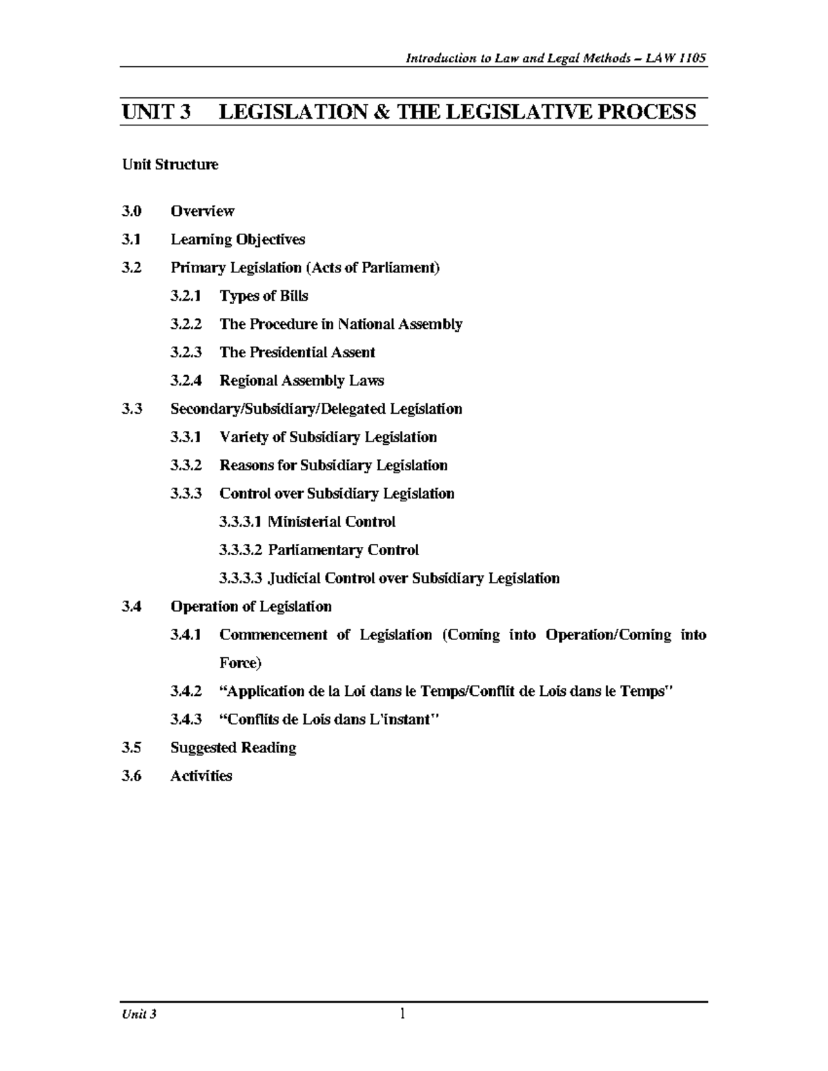 Unit 3 Legislation & Legislative Process - Final Exam Notes - Studocu