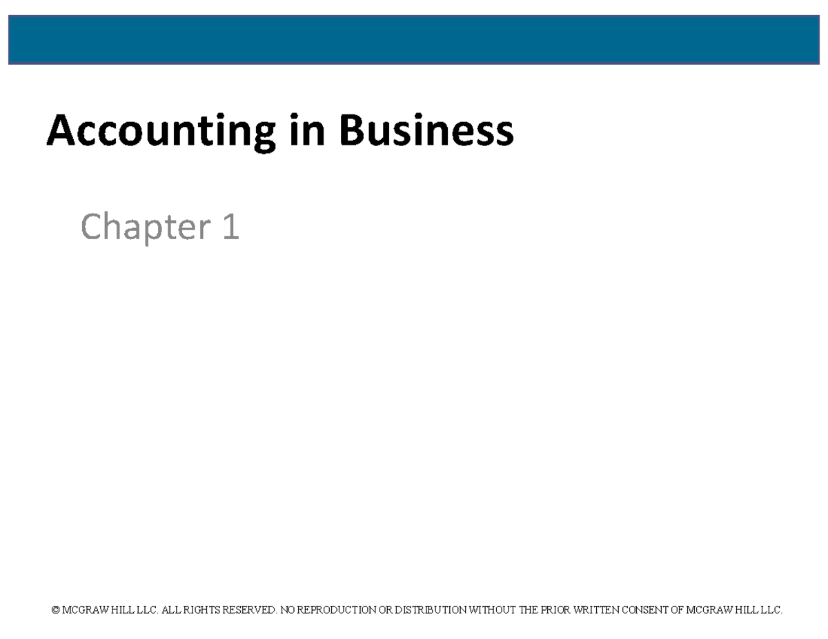Accounting in Business: Chapter 1 Overview - Studocu