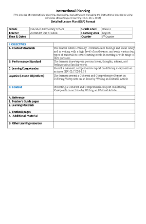 Multigrade semi detailed lesson plan - Semi- Detailed lesson plan in ...