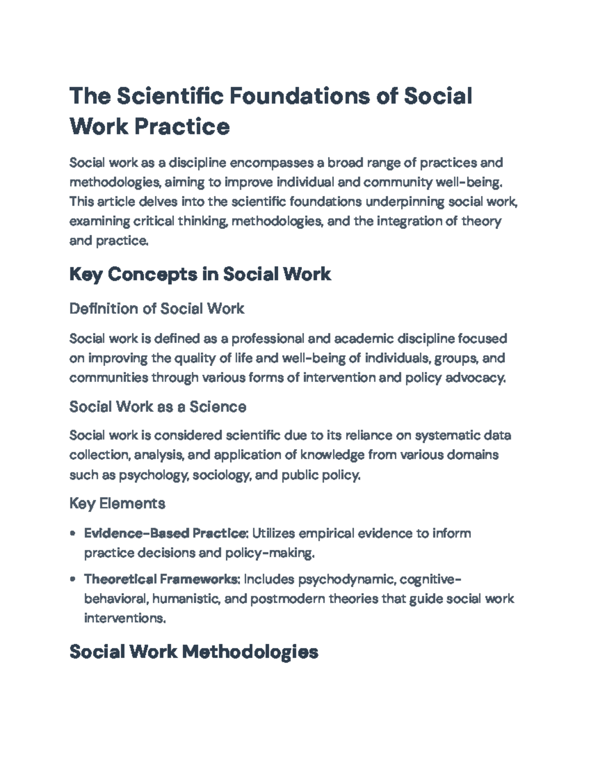 Scientific Foundations of Social Work Practice: A Comprehensive ...