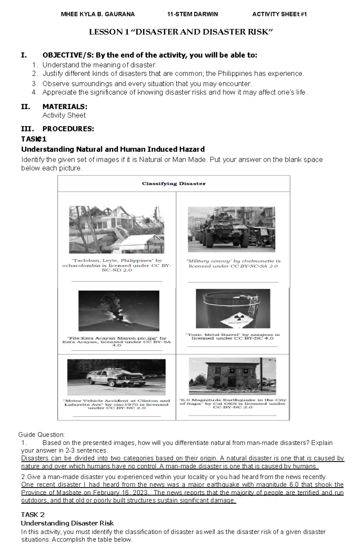 Lesson-1- Disaster-AND- Disaster-RISK.docx - MHEE KYLA B. GAURANA 11 ...