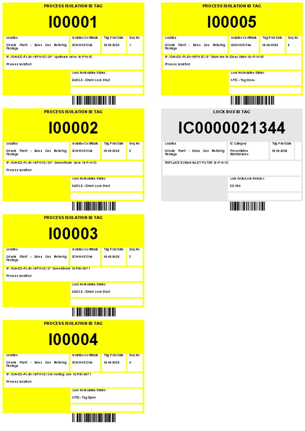 Process Isolation ID Tags for Grissik Plant - IC0000021344 - Studocu