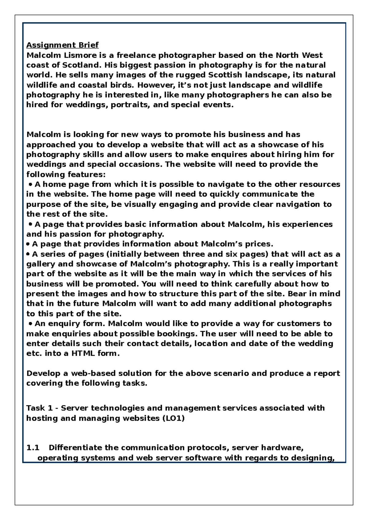 Web Development Project Report: LO1 Server Technologies & Management ...