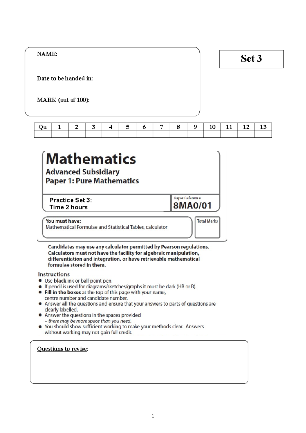 03-8MA0-01-AS-Pure-Mathematics-Practice Set 3: Revision Questions and ...