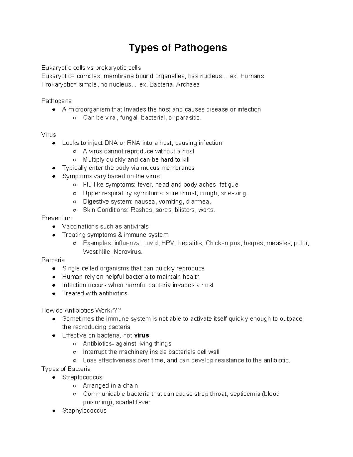 Types of Pathogens: Eukaryotic vs Prokaryotic Cells Overview - Studocu