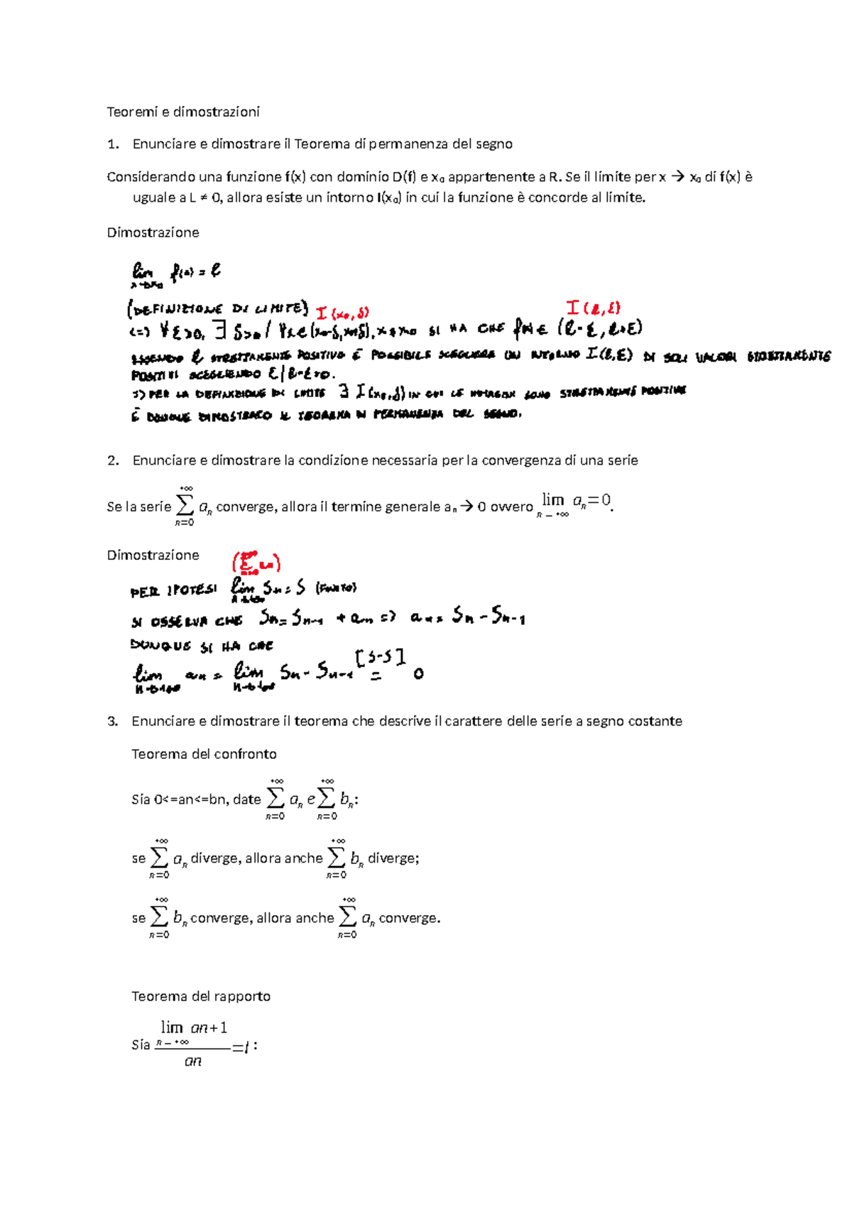 Teoremi e Dimostrazioni di Matematica Generale - Corso MG101 - Studocu